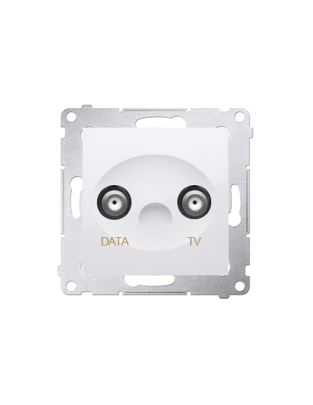Gniazdo TV-DATA. Dwa porty wyjściowe typu "F" (moduł). Częstotliwość dla wejścia 5-1000 MHz biały KONTAKT SIMON DAD1.01/11
