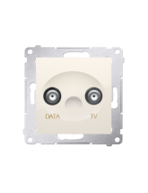 Gniazdo TV-DATA. Dwa porty wyjściowe typu "F" (moduł). Częstotliwość dla wejścia 5-1000 MHz kremowy KONTAKT SIMON DAD1.01/41