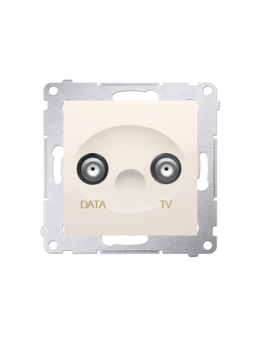 Gniazdo TV-DATA. Dwa porty wyjściowe typu "F" (moduł). Częstotliwość dla wejścia 5-1000 MHz kremowy KONTAKT SIMON DAD1.01/41