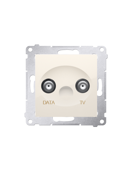 Gniazdo TV-DATA. Dwa porty wyjściowe typu "F" (moduł). Częstotliwość dla wejścia 5-1000 MHz kremowy KONTAKT SIMON DAD1.01/41