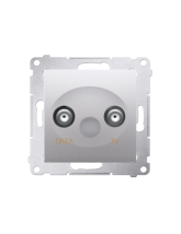 Gniazdo TV-DATA. Dwa porty wyjściowe typu "F" (moduł). Częstotliwość dla wejścia 5-1000 MHz srebrny mat KONTAKT SIMON DAD1.01/43