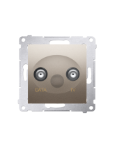 Gniazdo TV-DATA. Dwa porty wyjściowe typu "F" (moduł). Częstotliwość dla wejścia 5-1000 MHz złoty mat KONTAKT SIMON DAD1.01/44