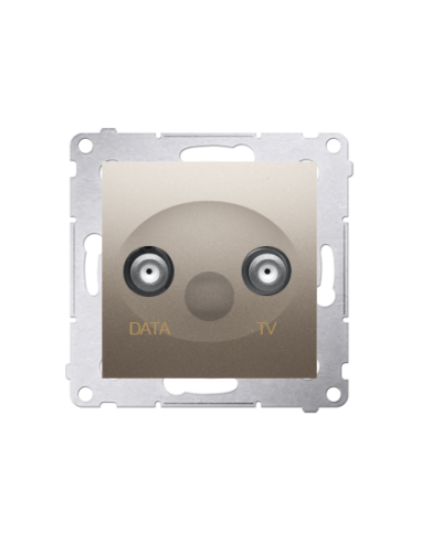 Gniazdo TV-DATA. Dwa porty wyjściowe typu "F" (moduł). Częstotliwość dla wejścia 5-1000 MHz złoty mat KONTAKT SIMON DAD1.01/44