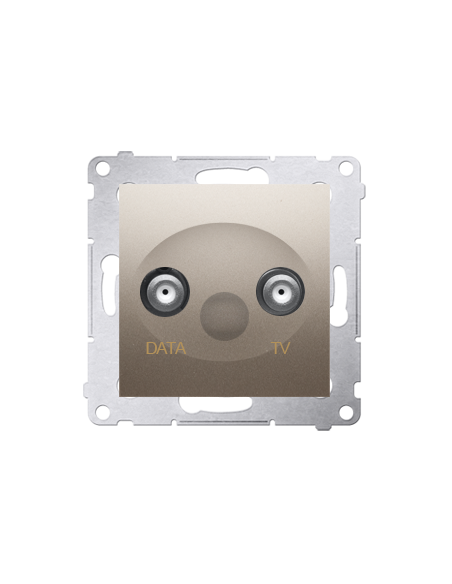Gniazdo TV-DATA. Dwa porty wyjściowe typu "F" (moduł). Częstotliwość dla wejścia 5-1000 MHz złoty mat KONTAKT SIMON DAD1.01/44