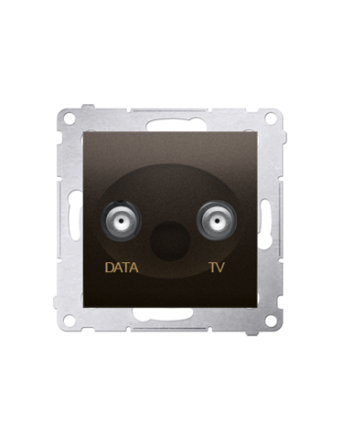 Gniazdo TV-DATA. Dwa porty wyjściowe typu "F" (moduł). Częstotliwość dla wejścia 5-1000 MHz brąz mat KONTAKT SIMON DAD1.01/46