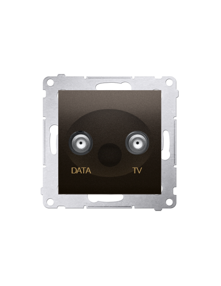 Gniazdo TV-DATA. Dwa porty wyjściowe typu "F" (moduł). Częstotliwość dla wejścia 5-1000 MHz brąz mat KONTAKT SIMON DAD1.01/46
