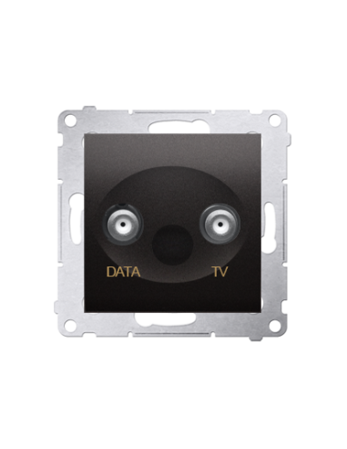 Gniazdo TV-DATA. Dwa porty wyjściowe typu "F" (moduł). Częstotliwość dla wejścia 5-1000 MHz antracyt KONTAKT SIMON DAD1.01/48