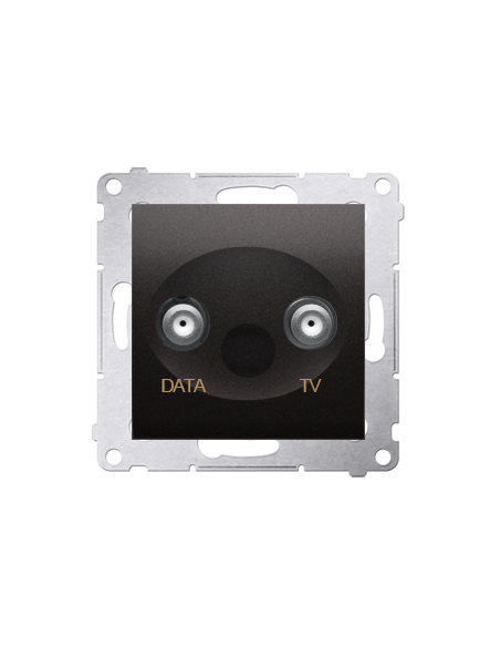 Gniazdo TV-DATA. Dwa porty wyjściowe typu "F" (moduł). Częstotliwość dla wejścia 5-1000 MHz antracyt KONTAKT SIMON DAD1.01/48