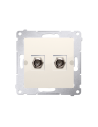 Gniazdo antenowe typu "F" podwójne (moduł). Do instalacji indywidualnych kremowy KONTAKT SIMON DASF2.01/41
