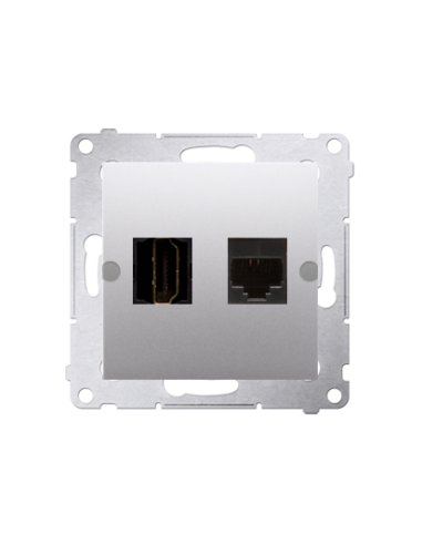 Gniazdo HDMI + RJ45 kat.6. (moduł) srebrny mat KONTAKT SIMON DGHRJ45.01/43