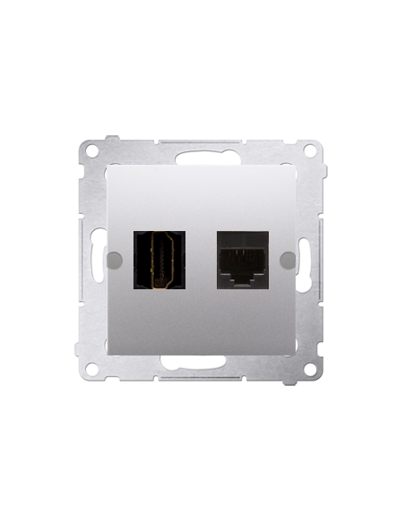 Gniazdo HDMI + RJ45 kat.6. (moduł) srebrny mat KONTAKT SIMON DGHRJ45.01/43