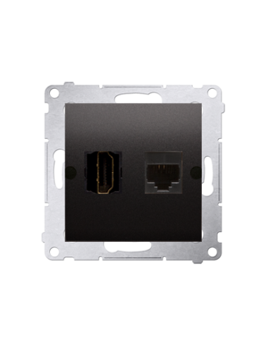 Gniazdo HDMI + RJ45 kat.6. (moduł) antracyt KONTAKT SIMON DGHRJ45.01/48