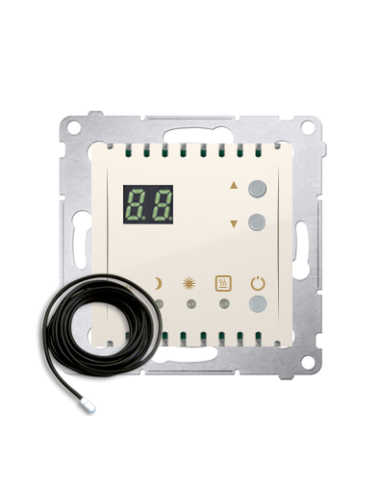 Regulator temperatury z wyświetlaczem z czujnikiem zewnętrznym (moduł) 16(2) A, 230V~ kremowy *W komplecie czujnik zewnętrzny (s