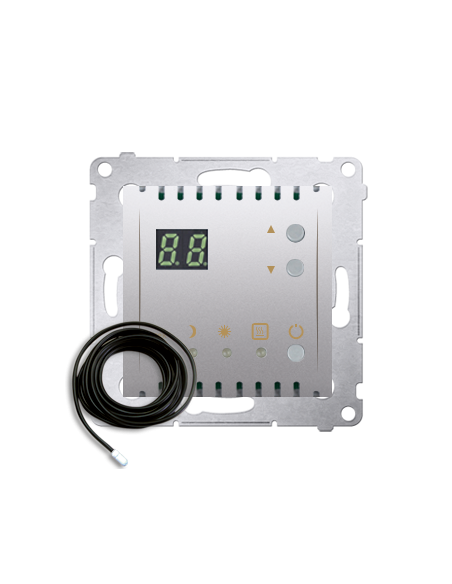 Regulator temperatury z wyświetlaczem z czujnikiem zewnętrznym (moduł) 16(2) A, 230V~ srebrny mat *W komplecie czujnik zewnętrzn