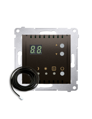 Regulator temperatury z wyświetlaczem z czujnikiem zewnętrznym (moduł) 16(2) A, 230V~ brąz mat *W komplecie czujnik zewnętrzny (