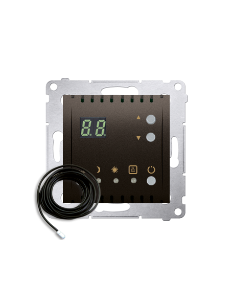Regulator temperatury z wyświetlaczem z czujnikiem zewnętrznym (moduł) 16(2) A, 230V~ brąz mat *W komplecie czujnik zewnętrzny (
