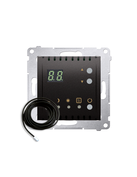 Regulator temperatury z wyświetlaczem z czujnikiem zewnętrznym (moduł) 16(2) A, 230V~ antracyt *W komplecie czujnik zewnętrzny (