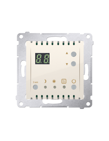 Regulator temperatury z wyświetlaczem z czujnikiem wewnętrznym (moduł) 16(2) A, 230V~ kremowy KONTAKT SIMON DTRNW.01/41