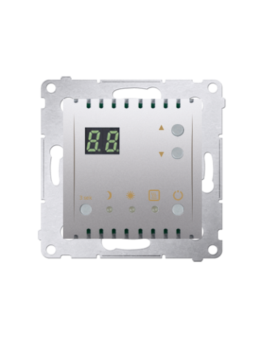 Regulator temperatury z wyświetlaczem z czujnikiem wewnętrznym (moduł) 16(2) A, 230V~ srebrny mat KONTAKT SIMON DTRNW.01/43