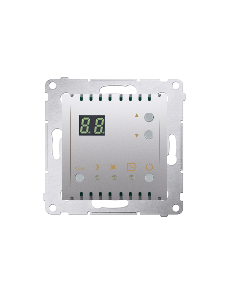 Regulator temperatury z wyświetlaczem z czujnikiem wewnętrznym (moduł) 16(2) A, 230V~ srebrny mat KONTAKT SIMON DTRNW.01/43