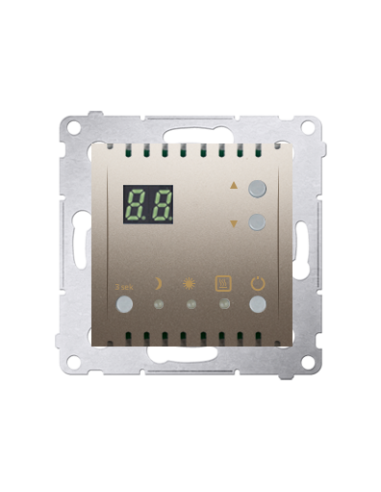 Regulator temperatury z wyświetlaczem z czujnikiem wewnętrznym (moduł) 16(2) A, 230V~ złoty mat KONTAKT SIMON DTRNW.01/44