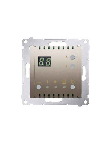 Regulator temperatury z wyświetlaczem z czujnikiem wewnętrznym (moduł) 16(2) A, 230V~ złoty mat KONTAKT SIMON DTRNW.01/44