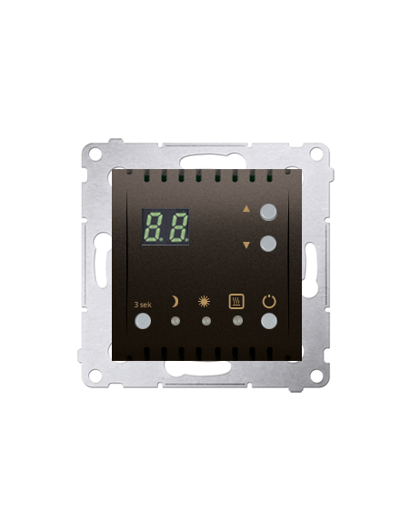 Regulator temperatury z wyświetlaczem z czujnikiem wewnętrznym (moduł) 16(2) A, 230V~ brąz mat KONTAKT SIMON DTRNW.01/46