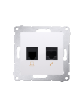 Gniazdo komputerowe RJ45 kategoria 5e + telefoniczne RJ12 (moduł) biały KONTAKT SIMON D5T.01/11