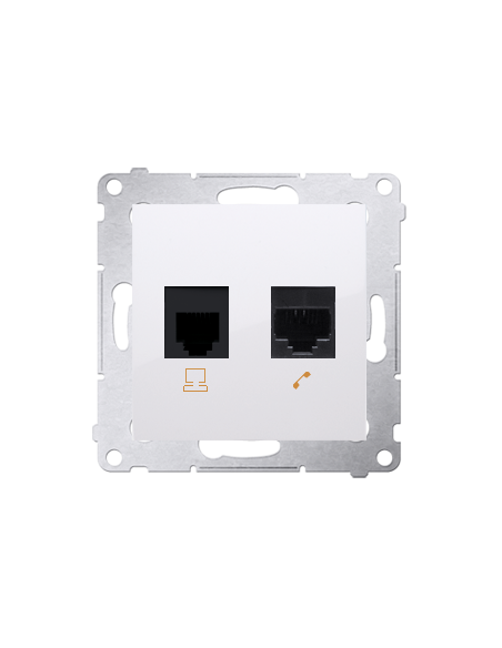 Gniazdo komputerowe RJ45 kategoria 5e + telefoniczne RJ12 (moduł) biały KONTAKT SIMON D5T.01/11