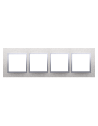 Ramka 4-krotna Nature-Metal, INOX KLASYCZNY, IP20/IP44* (*IP44-należy zastosować zestaw uszczelek DUN4) KONTAKT SIMON DRN4/77