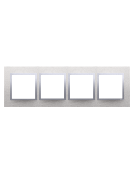 Ramka 4-krotna Nature-Metal, INOX KLASYCZNY, IP20/IP44* (*IP44-należy zastosować zestaw uszczelek DUN4) KONTAKT SIMON DRN4/77