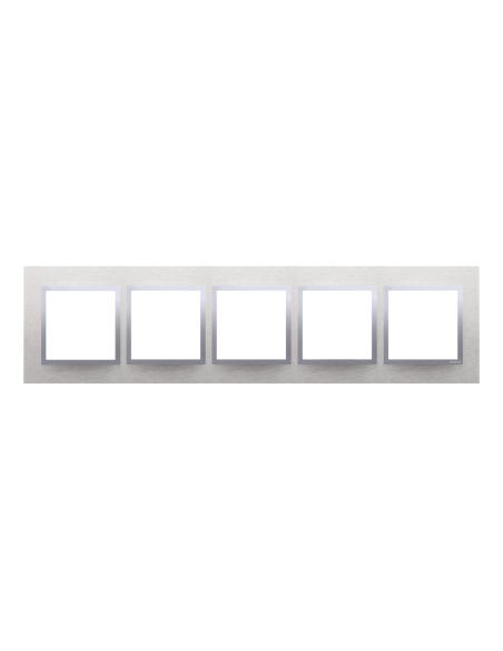 Ramka 5-krotna Nature-Metal, INOX KLASYCZNY, IP20/IP44* (*IP44-należy zastosować zestaw uszczelek DUN5) KONTAKT SIMON DRN5/77