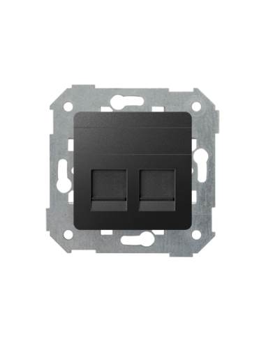 Pokrywa 2x gniazdo RJ45, płaska z żaluzjami (moduł) grafit KONTAKT SIMON 82006-38