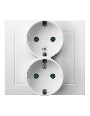 Gniazdo podwójne z uziemieniem schuko z przesłonami torów prądowych BIAŁY KIER