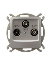 Gniazdo RTV-SAT z dwoma wyjściami SAT SREBRNY PERŁOWY KARO