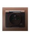 Gniazdo bryzgoszczelne z uziemieniem schuko IP-44 z przesłonami torów prądowych wieczko przezroczyste BRĄZOWY METALIK KIER
