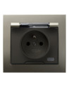 Gniazdo bryzgoszczelne z uziemieniem IP-44 wieczko przezroczyste SATYNA LIGHT KIER