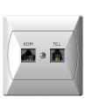 Gniazdo komputerowo-telefoniczne RJ 45 kat. 5e, (8-stykowe) + RJ 11 (6-stykowe) BIAŁY AKCENT