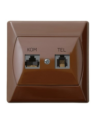 Gniazdo komputerowo-telefoniczne RJ 45 kat. 5e, (8-stykowe) + RJ 11 (6-stykowe) BRĄZOWY AKCENT