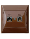 Gniazdo komputerowo-telefoniczne RJ 45 kat. 5e, (8-stykowe) + RJ 11 (6-stykowe) BRĄZOWY AKCENT