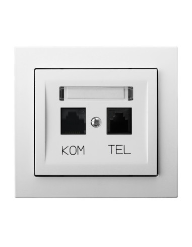 Gniazdo komputerowo-telefoniczne RJ 45 kat. 5e, (8-stykowe) + RJ 11 (6-stykowe) BIAŁY KIER