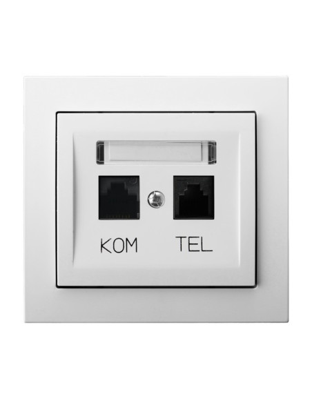 Gniazdo komputerowo-telefoniczne RJ 45 kat. 5e, (8-stykowe) + RJ 11 (6-stykowe) BIAŁY KIER