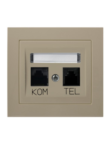 Gniazdo komputerowo-telefoniczne RJ 45 kat. 5e, (8-stykowe) + RJ 11 (6-stykowe) BEŻOWY KIER
