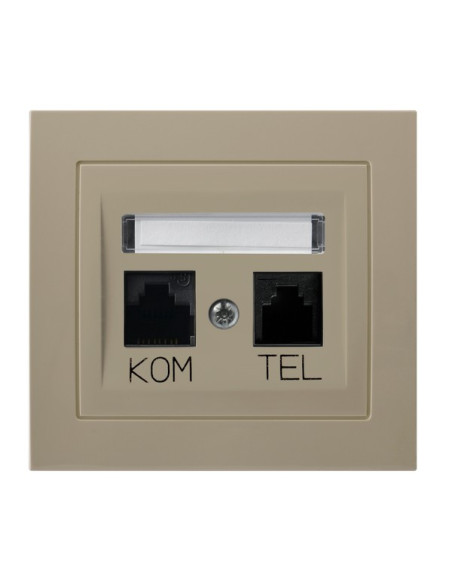 Gniazdo komputerowo-telefoniczne RJ 45 kat. 5e, (8-stykowe) + RJ 11 (6-stykowe) BEŻOWY KIER