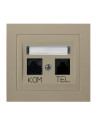 Gniazdo komputerowo-telefoniczne RJ 45 kat. 5e, (8-stykowe) + RJ 11 (6-stykowe) BEŻOWY KIER