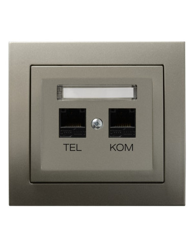 Gniazdo komputerowo-telefoniczne RJ 45 kat. 5e, (8-stykowe) + RJ 11 (6-stykowe) SATYNA LIGHT KIER