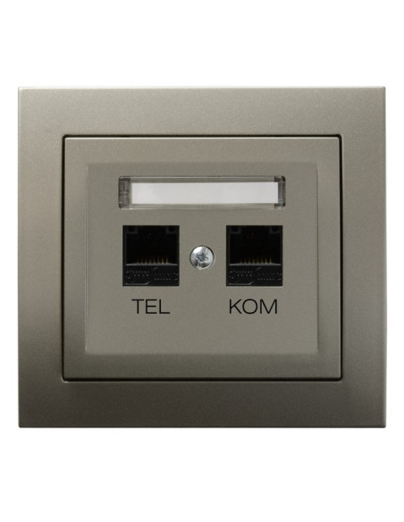 Gniazdo komputerowo-telefoniczne RJ 45 kat. 5e, (8-stykowe) + RJ 11 (6-stykowe) SATYNA LIGHT KIER