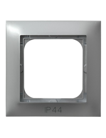 Ramka pojedyncza do łączników IP-44 SREBRO IMPRESJA