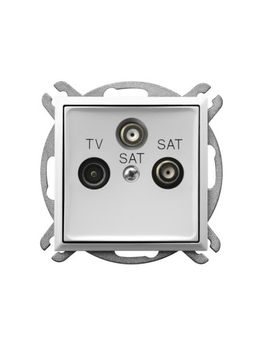 Gniazdo RTV-SAT z dwoma wyjściami SAT BIAŁY ARIA