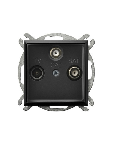 Gniazdo RTV-SAT z dwoma wyjściami SAT CZARNY METALIK ARIA
